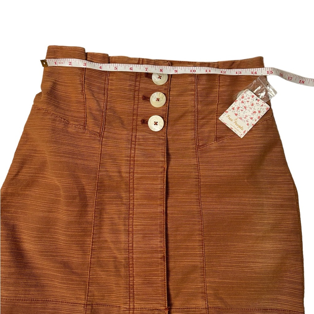 Free People l NWT Every Minute Every Hour Terra Cotta Button-Up Mini Skirt 8 - Picture 4 of 9